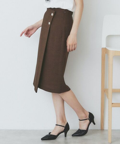 index / インデックス スカート | 《丈が選べる》麻調ラップタイトスカート【洗濯機洗い可/イージーアイロン】 | 詳細10