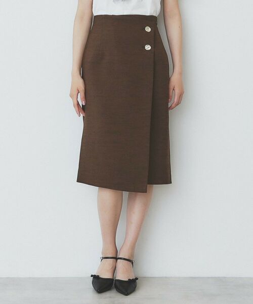 index / インデックス スカート | 《丈が選べる》麻調ラップタイトスカート【洗濯機洗い可/イージーアイロン】 | 詳細14