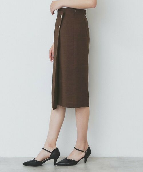 index / インデックス スカート | 《丈が選べる》麻調ラップタイトスカート【洗濯機洗い可/イージーアイロン】 | 詳細15