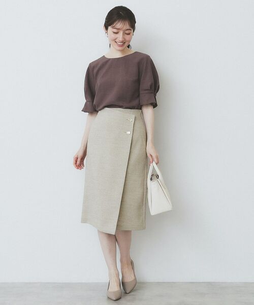 index / インデックス スカート | 《丈が選べる》麻調ラップタイトスカート【洗濯機洗い可/イージーアイロン】 | 詳細3