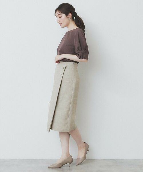 index / インデックス スカート | 《丈が選べる》麻調ラップタイトスカート【洗濯機洗い可/イージーアイロン】 | 詳細4