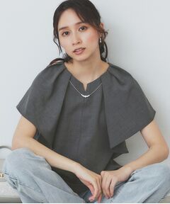 index / インデックス シャツ・ブラウス | 《7色展開/S-LLサイズ》フリルタックスリーブキーネックブラウス【吸水速乾/洗濯機可/イージーアイロン/抗ピル】