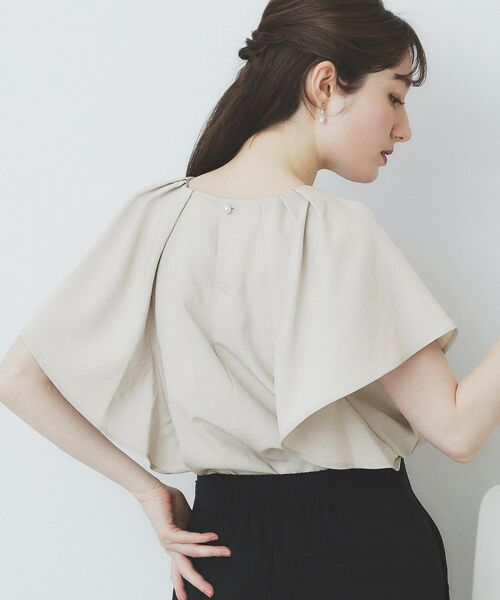 index / インデックス シャツ・ブラウス | 《7色展開/S-LLサイズ》フリルタックスリーブキーネックブラウス【吸水速乾/洗濯機可/イージーアイロン/抗ピル】 | 詳細10