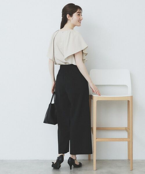 index / インデックス シャツ・ブラウス | 《7色展開/S-LLサイズ》フリルタックスリーブキーネックブラウス【吸水速乾/洗濯機可/イージーアイロン/抗ピル】 | 詳細12