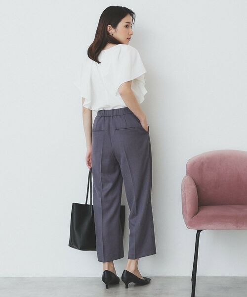 index / インデックス シャツ・ブラウス | 《7色展開/S-LLサイズ》フリルタックスリーブキーネックブラウス【吸水速乾/洗濯機可/イージーアイロン/抗ピル】 | 詳細24