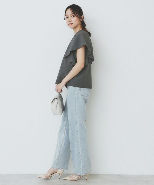 index / インデックス シャツ・ブラウス | 《7色展開/S-LLサイズ》フリルタックスリーブキーネックブラウス【吸水速乾/洗濯機可/イージーアイロン/抗ピル】 | 詳細30