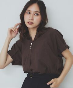 index / インデックス シャツ・ブラウス | 《7色展開/XS-LLサイズ》タックスリーブスキッパーブラウス【洗濯機洗い可/吸水速乾/抗ピル/防シワ/イージーアイロン】