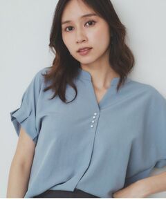 index / インデックス シャツ・ブラウス | 《7色展開/XS-LLサイズ》タックスリーブスキッパーブラウス【洗濯機洗い可/吸水速乾/抗ピル/防シワ/イージーアイロン】