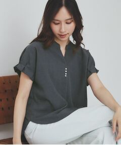 index / インデックス シャツ・ブラウス | 《7色展開/XS-LLサイズ》タックスリーブスキッパーブラウス【洗濯機洗い可/吸水速乾/抗ピル/防シワ/イージーアイロン】