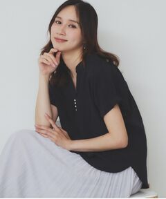 index / インデックス シャツ・ブラウス | 《7色展開/XS-LLサイズ》タックスリーブスキッパーブラウス【洗濯機洗い可/吸水速乾/抗ピル/防シワ/イージーアイロン】