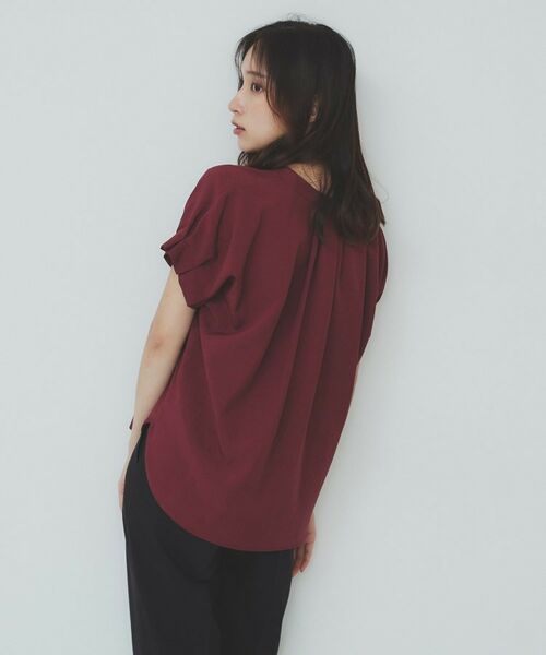 index / インデックス シャツ・ブラウス | 《7色展開/XS-LLサイズ》タックスリーブスキッパーブラウス【洗濯機洗い可/吸水速乾/抗ピル/防シワ/イージーアイロン】 | 詳細12