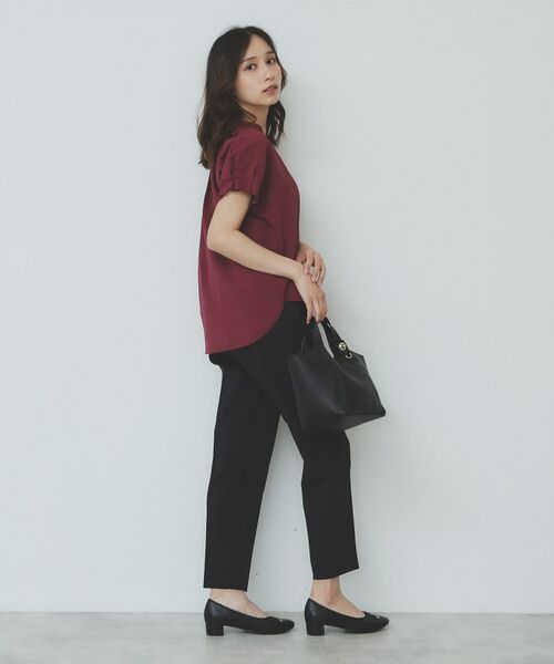 index / インデックス シャツ・ブラウス | 《7色展開/XS-LLサイズ》タックスリーブスキッパーブラウス【洗濯機洗い可/吸水速乾/抗ピル/防シワ/イージーアイロン】 | 詳細14