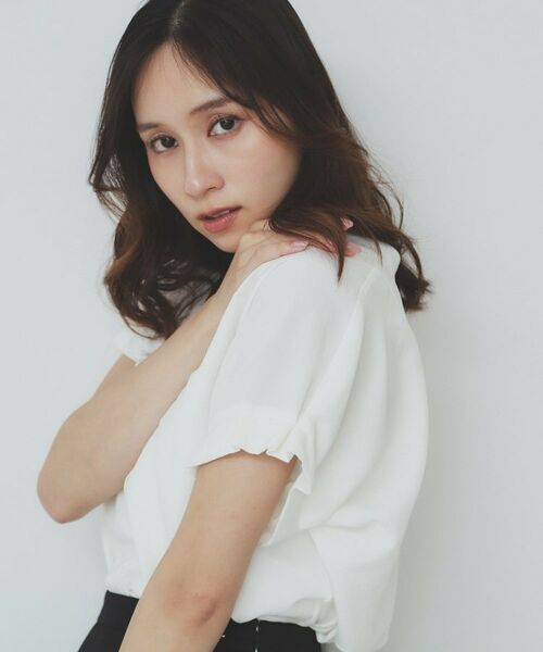 index / インデックス シャツ・ブラウス | 《7色展開/XS-LLサイズ》タックスリーブスキッパーブラウス【洗濯機洗い可/吸水速乾/抗ピル/防シワ/イージーアイロン】 | 詳細16