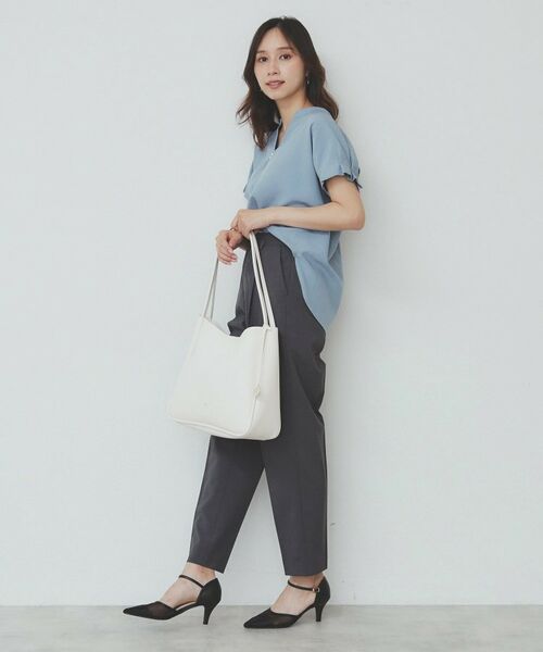 index / インデックス シャツ・ブラウス | 《7色展開/XS-LLサイズ》タックスリーブスキッパーブラウス【洗濯機洗い可/吸水速乾/抗ピル/防シワ/イージーアイロン】 | 詳細22