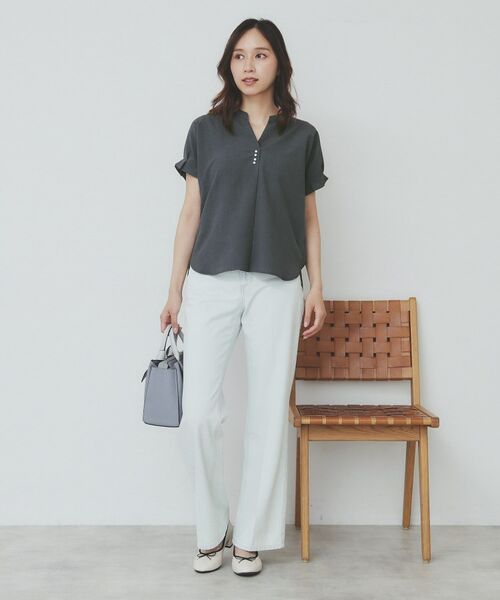 index / インデックス シャツ・ブラウス | 《7色展開/XS-LLサイズ》タックスリーブスキッパーブラウス【洗濯機洗い可/吸水速乾/抗ピル/防シワ/イージーアイロン】 | 詳細25