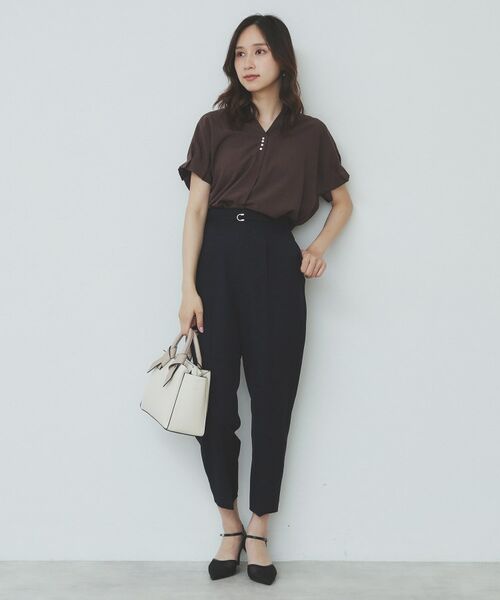 index / インデックス シャツ・ブラウス | 《7色展開/XS-LLサイズ》タックスリーブスキッパーブラウス【洗濯機洗い可/吸水速乾/抗ピル/防シワ/イージーアイロン】 | 詳細5