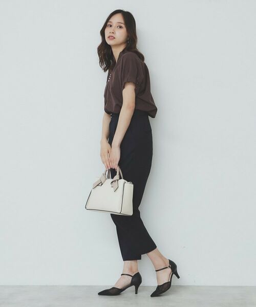 index / インデックス シャツ・ブラウス | 《7色展開/XS-LLサイズ》タックスリーブスキッパーブラウス【洗濯機洗い可/吸水速乾/抗ピル/防シワ/イージーアイロン】 | 詳細6