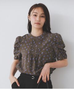 index / インデックス シャツ・ブラウス | 柄プリントピンタックブラウス【洗濯機洗い可/イージーアイロン/防シワ】