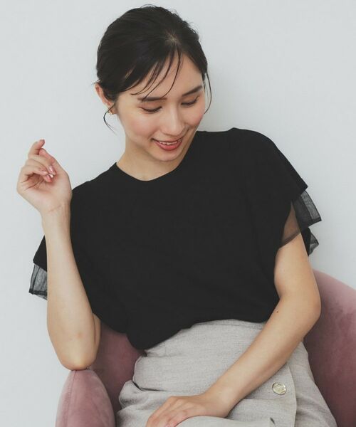 index / インデックス ニット・セーター | ダブルフレアスリーブニット【洗濯機洗い可/抗ピル/UVケア】(ブラック(019))