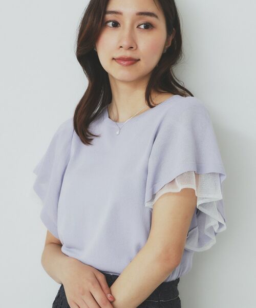 index / インデックス ニット・セーター | ダブルフレアスリーブニット【洗濯機洗い可/抗ピル/UVケア】(ラベンダー(080))