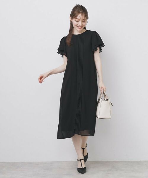 index / インデックス ミニ丈・ひざ丈ワンピース | フロントタックIラインワンピース【洗濯機洗い可/防シワ】 | 詳細5