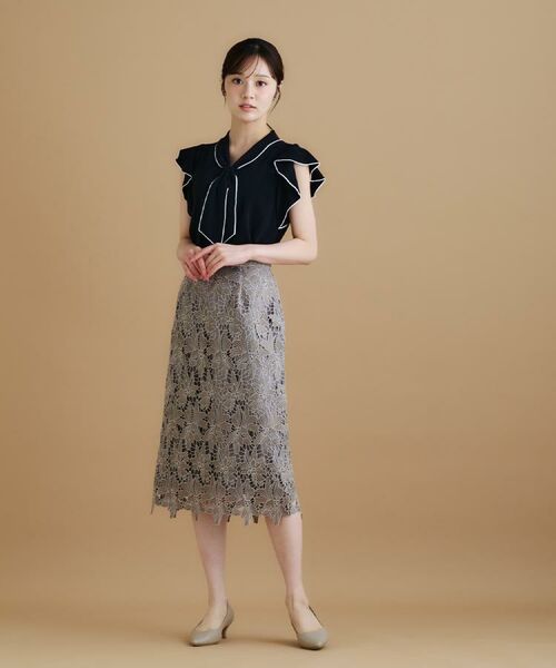 index / インデックス スカート | 《S-3Lサイズ》バイカラーレースタイトスカート【洗濯機洗い可】 | 詳細4