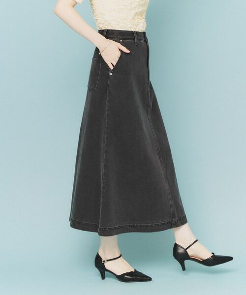index / インデックス デニムスカート | 《丈が選べる》Aラインデニムロングスカート【洗濯機洗い可】 | 詳細1