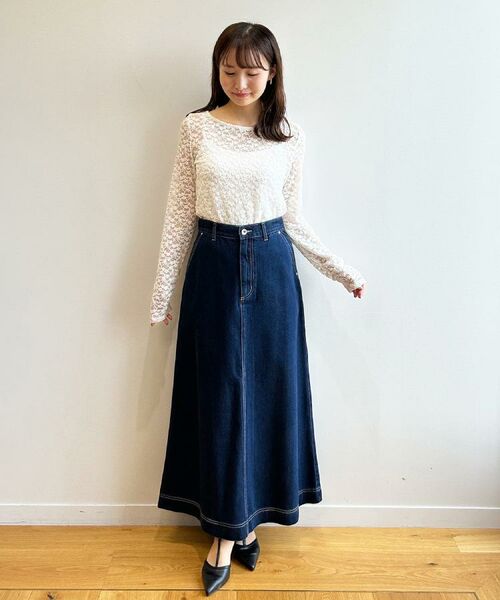 index / インデックス デニムスカート | 《丈が選べる》Aラインデニムロングスカート【洗濯機洗い可】 | 詳細18
