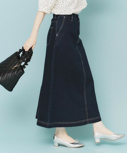 index / インデックス デニムスカート | 《丈が選べる》Aラインデニムロングスカート【洗濯機洗い可】 | 詳細9