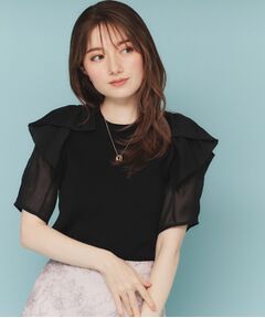 index / インデックス ニット・セーター | リボンスリーブドッキングニット【洗濯機洗い可/抗ピル】