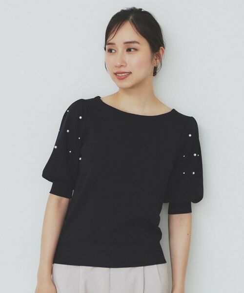 index / インデックス ニット・セーター | ドライタッチ パール調パフスリーブニット【洗濯機洗い可/UVケア/抗ピル/接触冷感】 | 詳細13