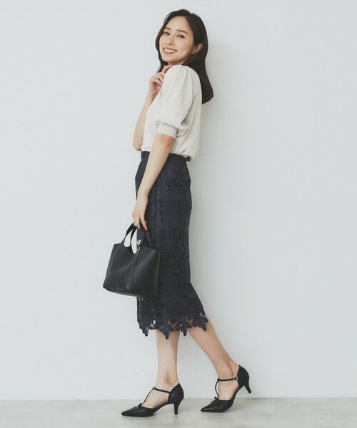 index / インデックス ニット・セーター | ドライタッチ パール調パフスリーブニット【洗濯機洗い可/UVケア/抗ピル/接触冷感】 | 詳細7