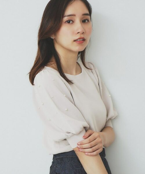 index/インデックス ドライタッチ パール調パフスリーブニット【洗濯機洗い可/UVケア/抗ピル/接触冷感】 グレージュ(050) 40(L) index/インデックス ドライタッチ パール調パフスリーブニット【洗濯機洗い可/UVケア/抗ピル/接触冷感】 グレージュ(050) 40(L)