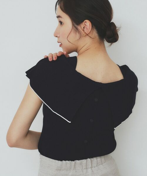 index / インデックス ニット・セーター | 前後2wayオフショルビッグカラーニット【洗濯機洗い可/抗ピル】(ネイビー(894))