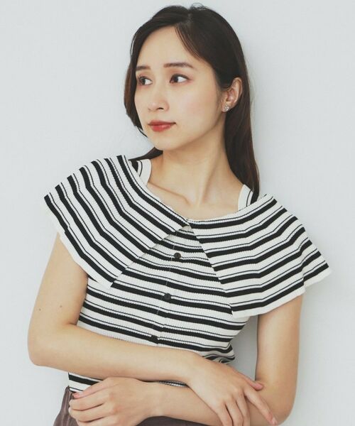 index / インデックス ニット・セーター | 前後2wayオフショルビッグカラーニット【洗濯機洗い可/抗ピル】(オフホワイト(303))