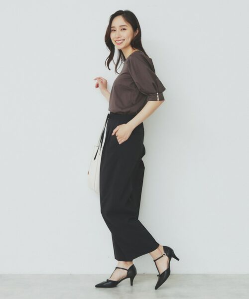 index / インデックス カットソー | 《5色展開》Vネックタックパフスリーブトップス【洗濯機洗い可/UVケア/接触冷感】 | 詳細11