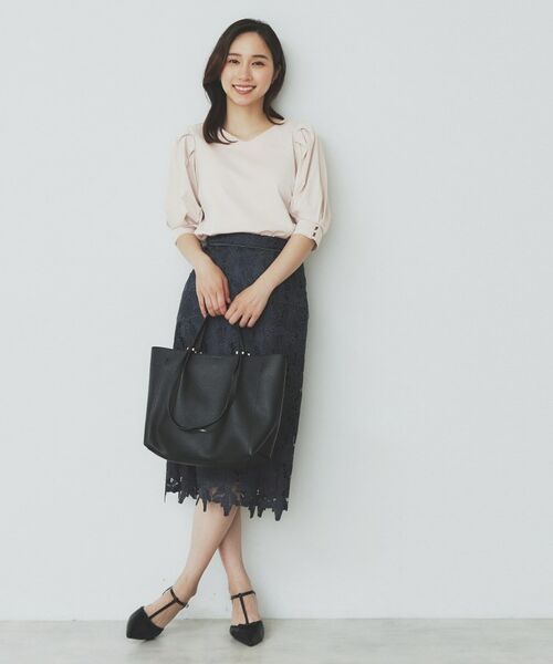 index / インデックス カットソー | 《5色展開》Vネックタックパフスリーブトップス【洗濯機洗い可/UVケア/接触冷感】 | 詳細14