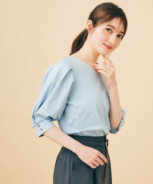 index / インデックス カットソー | 《5色展開》Vネックタックパフスリーブトップス【洗濯機洗い可/UVケア/接触冷感】 | 詳細17