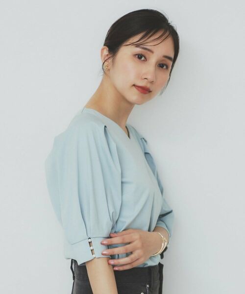 index / インデックス カットソー | 《5色展開》Vネックタックパフスリーブトップス【洗濯機洗い可/UVケア/接触冷感】 | 詳細19