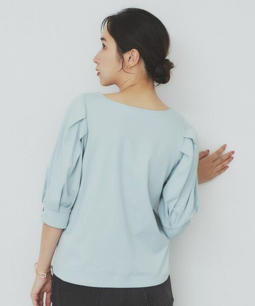 index / インデックス カットソー | 《5色展開》Vネックタックパフスリーブトップス【洗濯機洗い可/UVケア/接触冷感】 | 詳細25