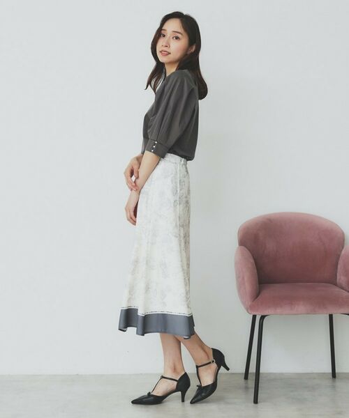 index / インデックス カットソー | 《5色展開》Vネックタックパフスリーブトップス【洗濯機洗い可/UVケア/接触冷感】 | 詳細3