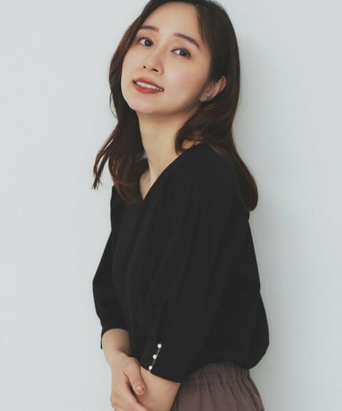index / インデックス カットソー | 《5色展開》Vネックタックパフスリーブトップス【洗濯機洗い可/UVケア/接触冷感】 | 詳細5