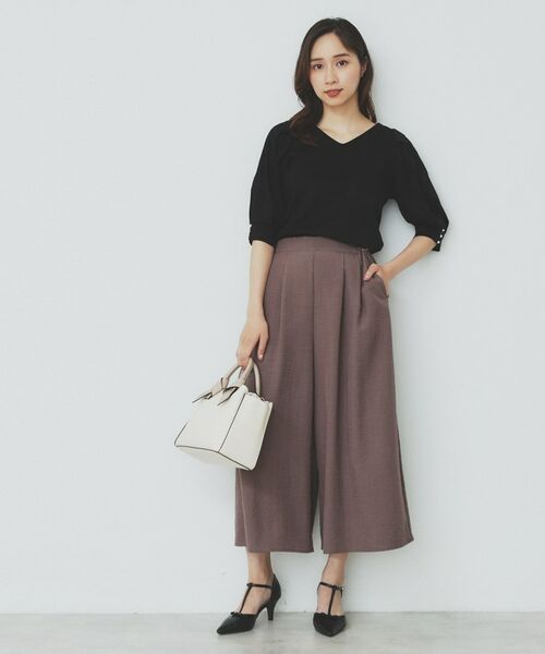 index / インデックス カットソー | 《5色展開》Vネックタックパフスリーブトップス【洗濯機洗い可/UVケア/接触冷感】 | 詳細6