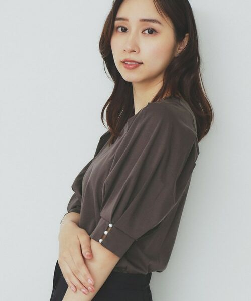 index / インデックス カットソー | 《5色展開》Vネックタックパフスリーブトップス【洗濯機洗い可/UVケア/接触冷感】 | 詳細9