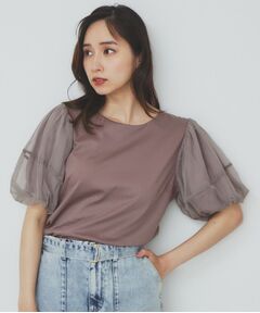 index / インデックス カットソー | チュールドッキングバルーントップス【洗濯機洗い可/接触冷感】