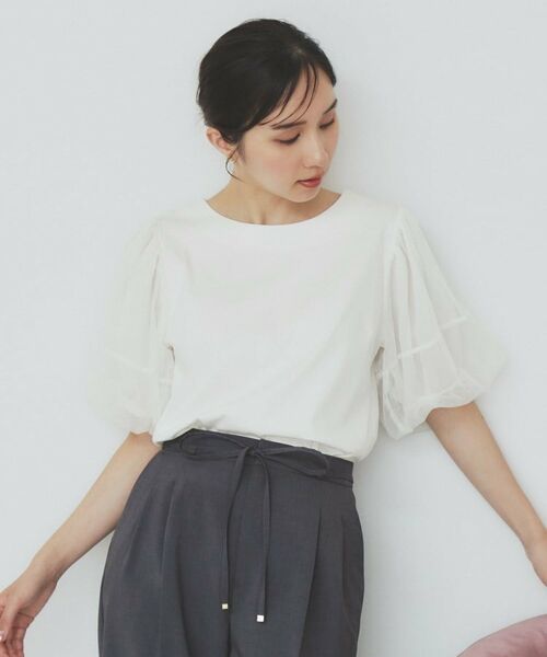 index / インデックス カットソー | チュールドッキングバルーントップス【洗濯機洗い可/接触冷感】 | 詳細1