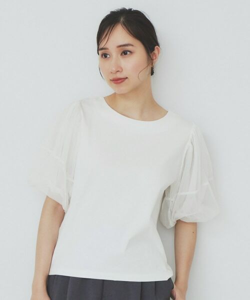index / インデックス カットソー | チュールドッキングバルーントップス【洗濯機洗い可/接触冷感】 | 詳細13