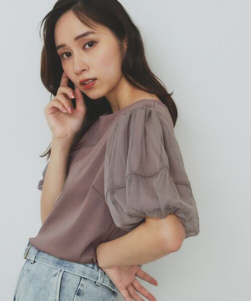 index / インデックス カットソー | チュールドッキングバルーントップス【洗濯機洗い可/接触冷感】 | 詳細9