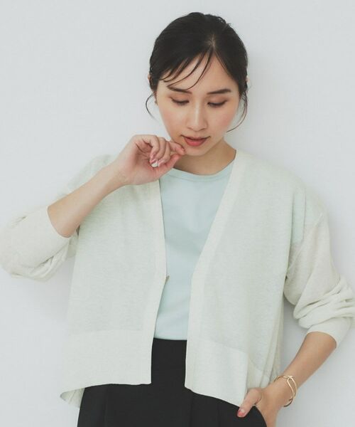 index / インデックス カーディガン・ボレロ | 《5色展開》コンパクトショートカーディガン【洗濯機洗い可】(オフホワイト(003))