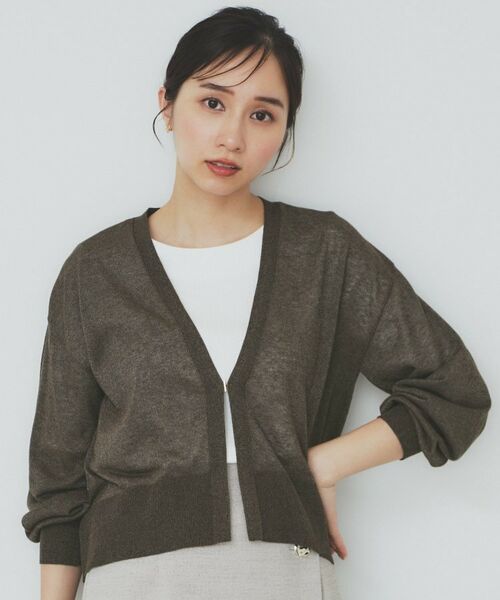 index / インデックス カーディガン・ボレロ | 《5色展開》コンパクトショートカーディガン【洗濯機洗い可】(ブラウン(044))